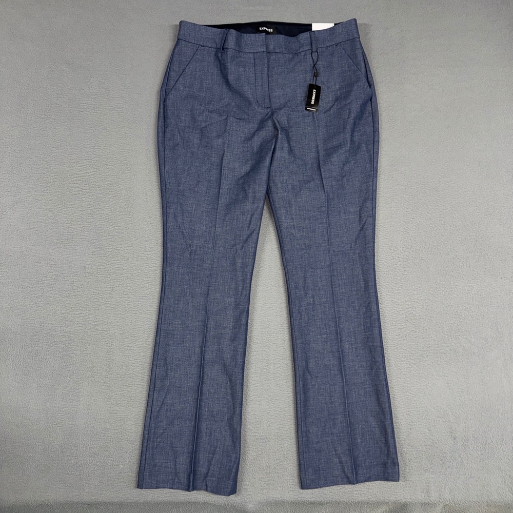 Express Pants Women 14 Blue Mid Rise Columnist Barely Boot Stretch Dress Slacks
